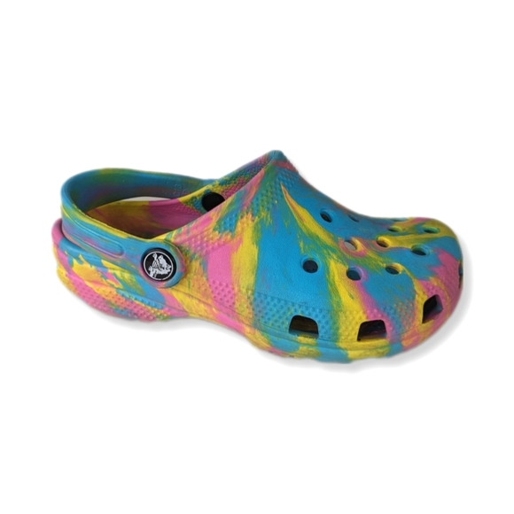 CROCS Other - Crocs Kids Classic Pink & Blue Tie Dye Clogs